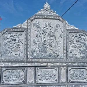 Cuốn thư đá lăng mộ chạm hoa sen