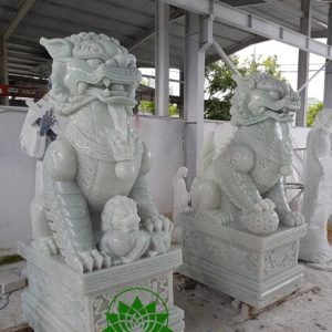 Cặp kỳ lân đá xanh ngọc