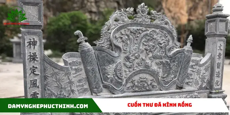 Mẫu cuốn thư đá đẹp hình Rồng 