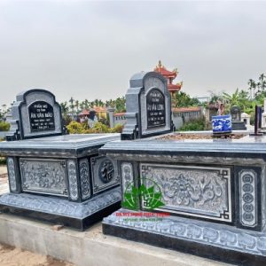 Mộ Đá Xanh Thanh Hóa Chạm Sen Cổ Cao Cấp