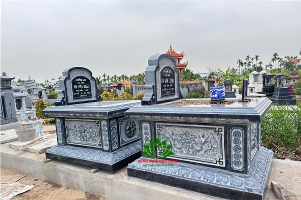 Mộ Đá Xanh Thanh Hóa Chạm Sen Cổ Cao Cấp