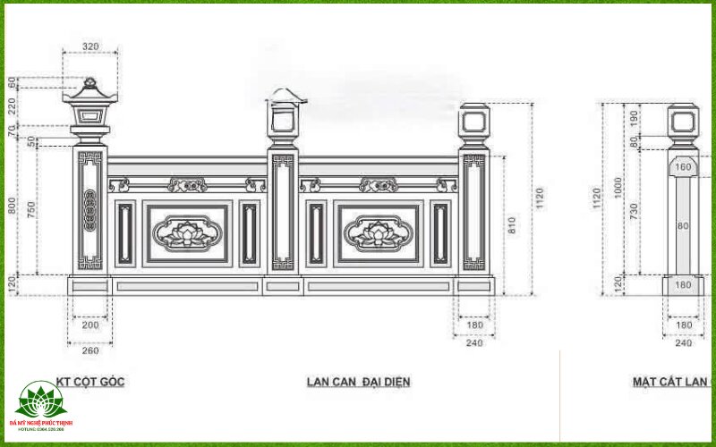 Bản vẽ phần bưng lan can