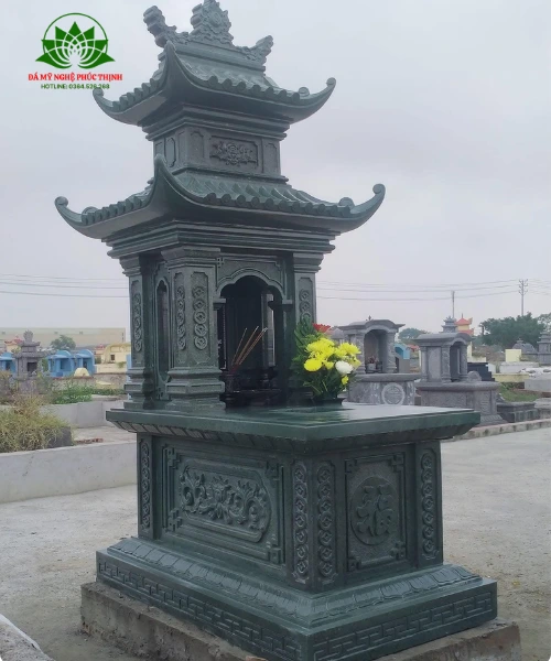 Mẫu mộ đá xanh rêu cao cấp