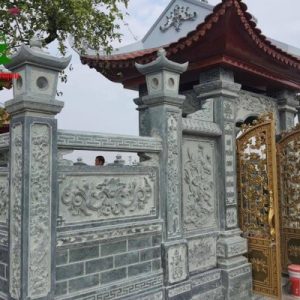 Cổng tam quan đá xanh rêu cao cấp