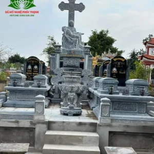 Khu lăng mộ đá công giáo đá xanh nguyên khối