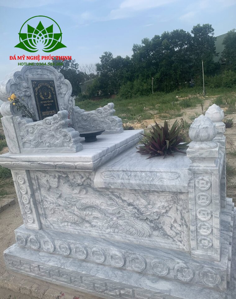Mộ đá tam cấp thiết kế đơn giản 