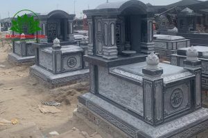 Mẫu mộ tam cấp đá xanh đen truyền thống