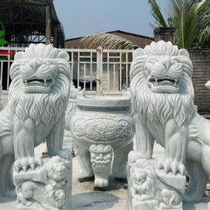 Cặp kỳ lân đá trắng
