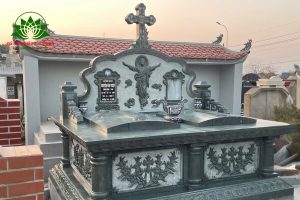 Mộ đá đôi công giáo đá xanh