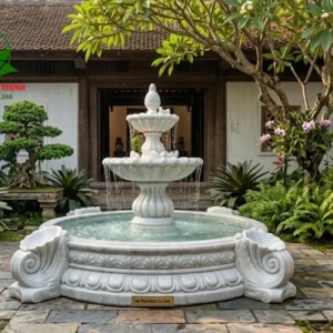 Đài phun nước màu trắng 2 tầng