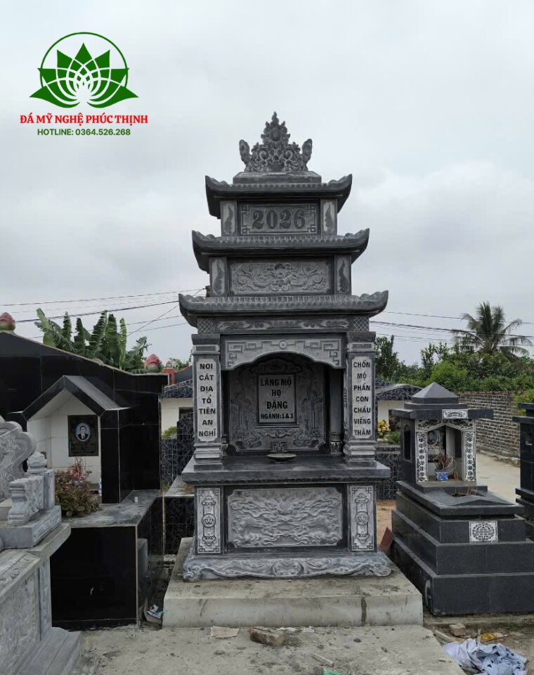 Mẫu lăng 3 mái không cánh bề thế