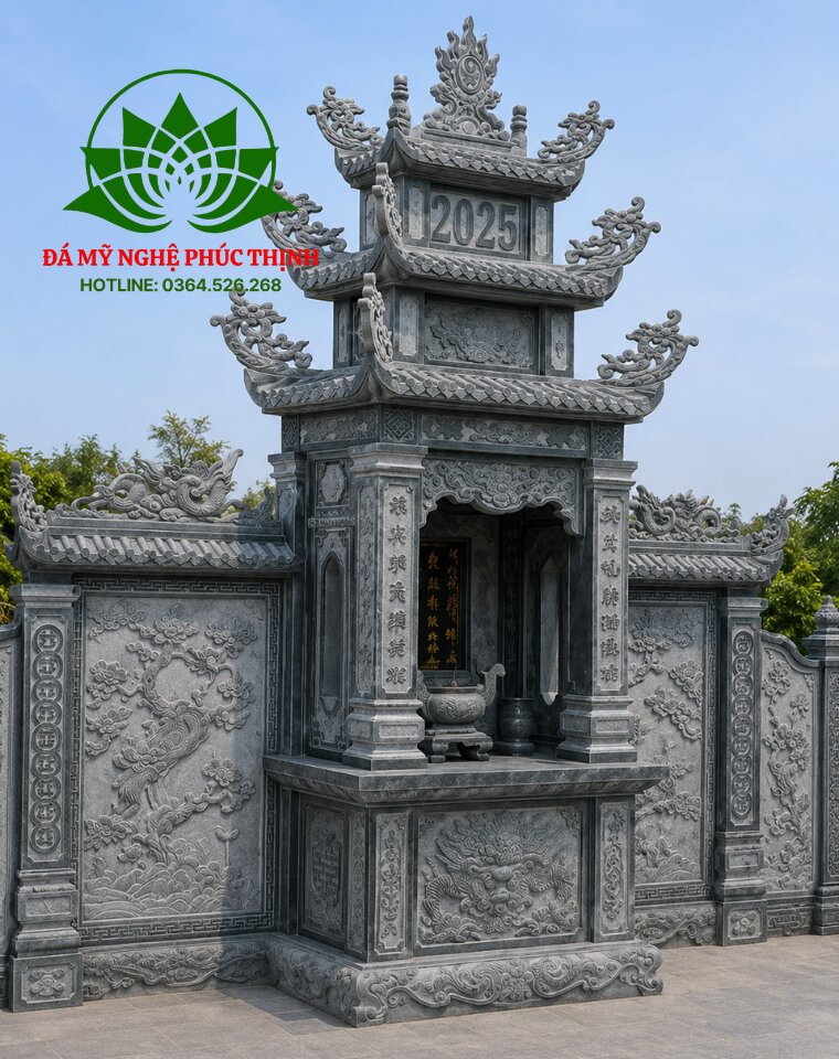 Lăng mộ đá xanh đen ảnh thực tế