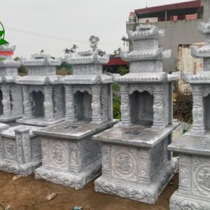 Mẫu mộ đá 3 mái đá trắng đẹp