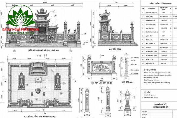 Bản vẽ khu lăng mộ mẫu 1