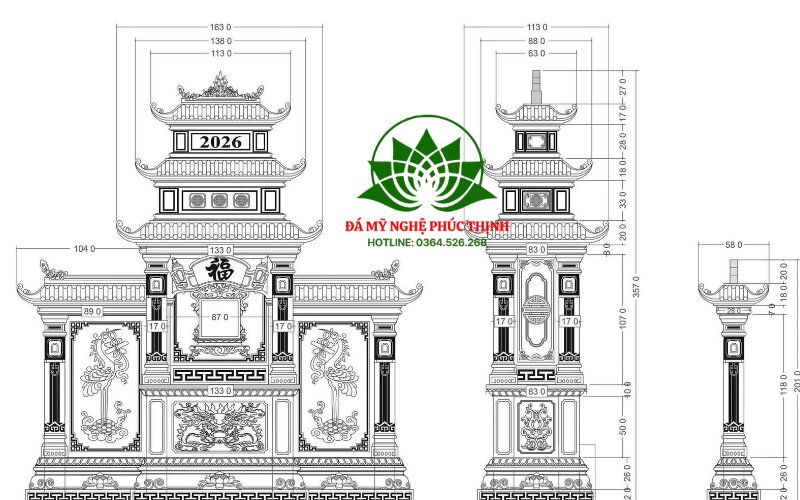 Kích thước cụ thể từng phần