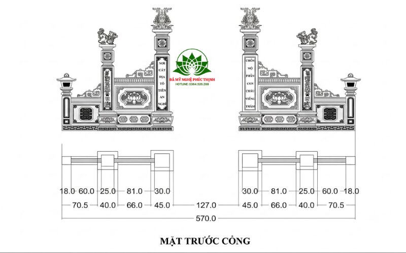 Bản vẽ mặt trước cổng