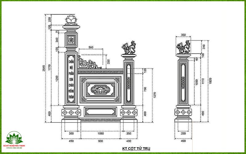 Bản vẽ mẫu phần cổng đá