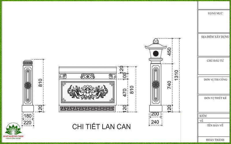 Bản vẽ phần lan can đá