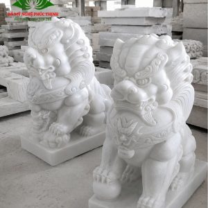 Cặp kỳ lân đá trắng ngọc