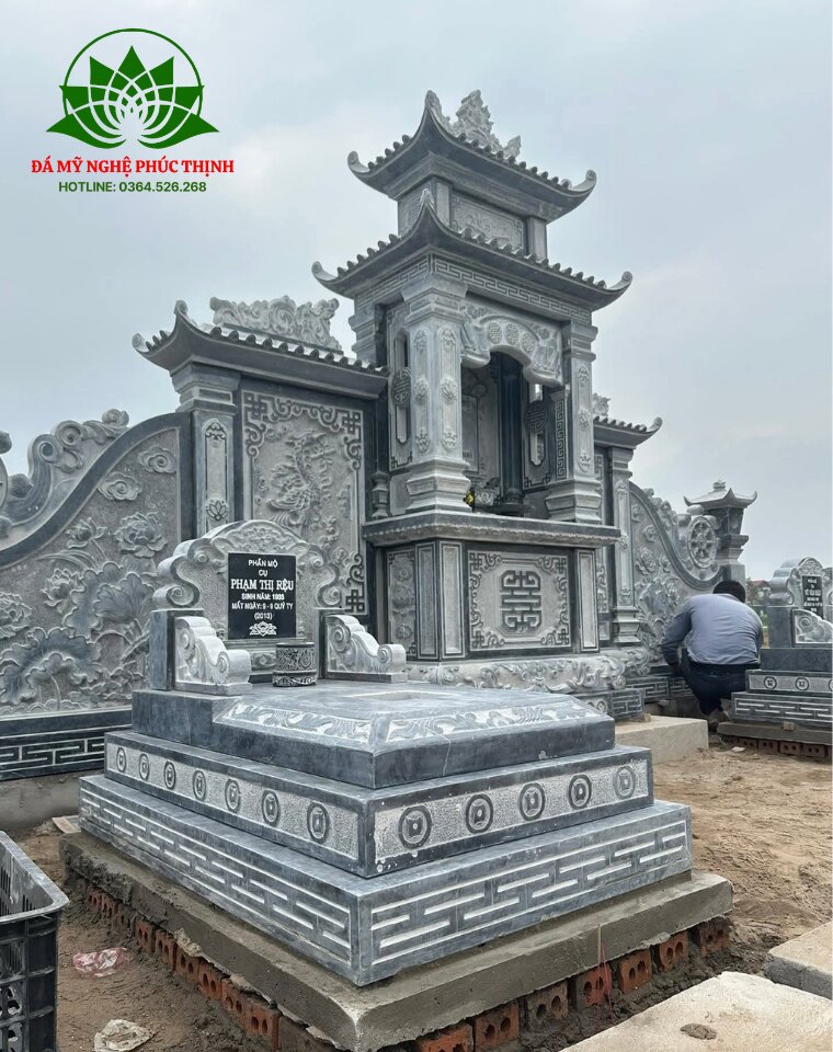 Địa chỉ cung cấp, thi công lăng mộ đá xanh trọn gói 