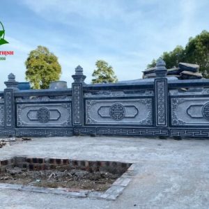 Mẫu lan can đá chạm chữ Thọ