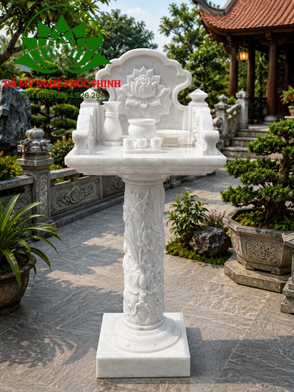 Mẫu bàn thờ thiên đá trắng đẹp