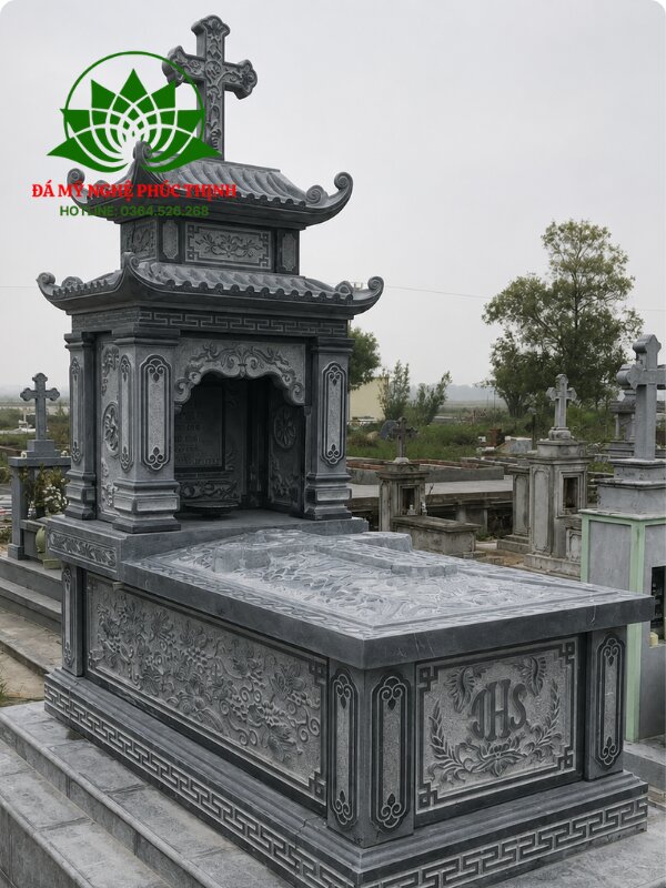 Mộ đá xanh đen Thanh Hóa cho người công giáo
