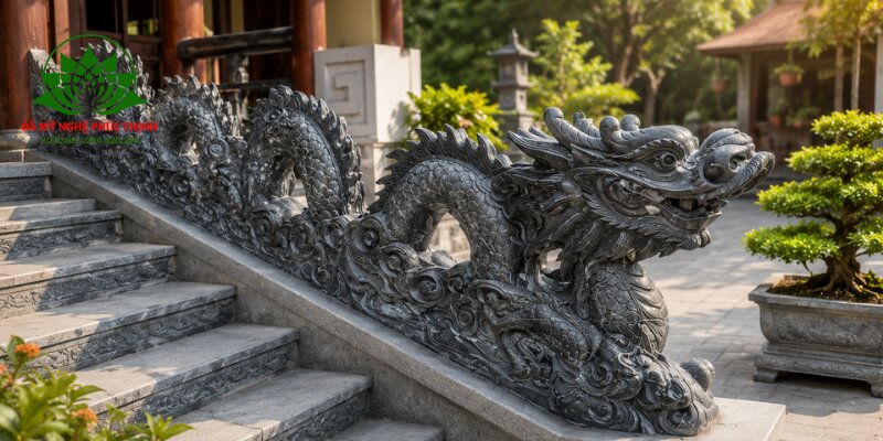 Rồng đá đen bậc tam cấp