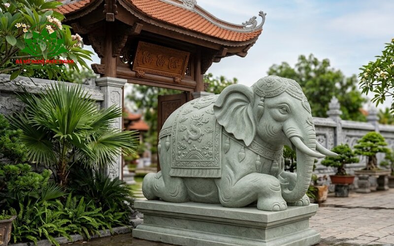 Tượng voi đá xanh to đẹp, bền bỉ Tượng voi đá xanh to đẹp, bền bỉ