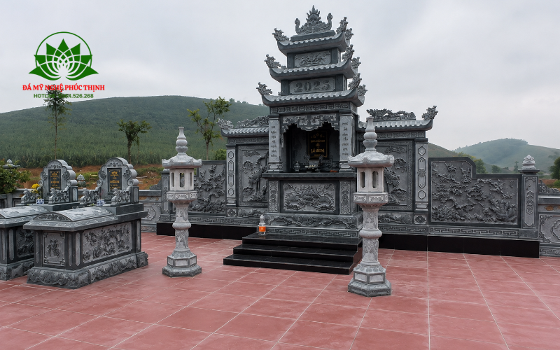 Lăng thờ đá xanh đen Yên Lâm 3 mái