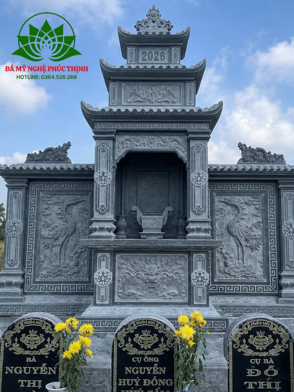 Thi công lăng thờ đá xanh rêu tại Hà Nội
