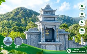 Mẫu lăng thờ đá có cánh, 3 mái đá xanh rêu Hà Tân - Thanh Hóa